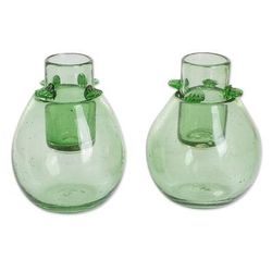 Perfect Shot in Green,'Blown Recycled Glass Green Shot Glasses with Ice Receptacle'