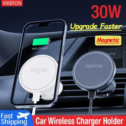 30W Magnetic Car Mobile Phone Holder Stand Wireless Charger For iPhone 15 14 13 12 Pro Max Mini Air Vent Fast Car Charging Stand