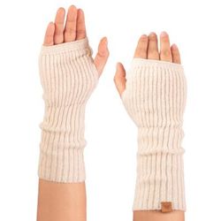 Natural Epoch,'Knit Alpaca and Wool Blend Fingerless Mitts in Natural Ivory'