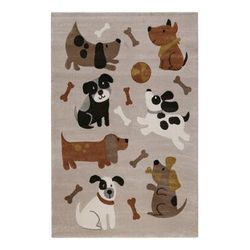 Tappeto per bambini con motivo cani beige e grigio 140x200