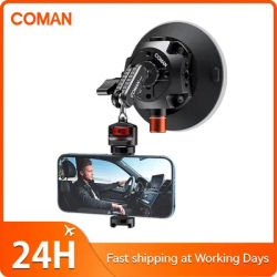 COMAN Car Suction Cup Mount Holder Kit For Phone Action Camera GoPro Hero Insta360 DJI Mount Holder 360° Adjustable 1/4" 3/8"