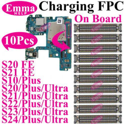 10Pcs USB Charging FPC Connector On Board For Samsung S23 S24 S22 Ultra S21 Plus Note 20 FE S21FE