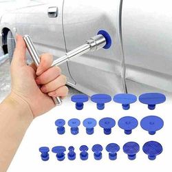 Kit per la riparazione di ammaccature senza verniciatura, strumento per la rimozione di ammaccature con impugnatura a T e 18 linguette di estrazione con colla blu per la rimozione di ammaccature dalla carrozzeria, riparazione di danni da grandine,...