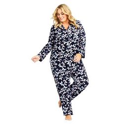 Plus Size Women's Button Fleece Sleep Top by Avenue Body in Butterfly (Size 3X)