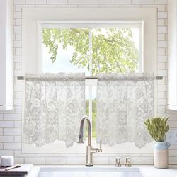 Wide Width Limoges Sheer Rod Pocket Curtain Tiers by Habitat™ in White (Size 55" W 36" L)