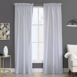 Wide Width Prescott Room Darkening Pole Top Curtain Panel Pair by Thermalogic in White (Size 40" W 84" L)