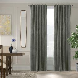 Wide Width Seren Room Darkening Dual Header Curtain Panel by Thermalogic in Dark Grey (Size 50" W 95" L)
