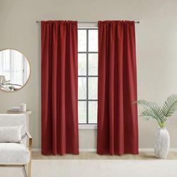 Wide Width Weathermate Topsions Room Darkening Curtain Panel Pair by Thermalogic in Burgundy (Size 80" W 63" L)