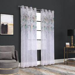 Wide Width Floralie Light Filtering Grommet Curtain Panel by Habitat™ in Olive Combo (Size 52" W 95" L)