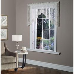 Wide Width Mona Lisa Sheer Rod Pocket Swag Valance Set by Habitat™ in Eggshell (Size 36" W 32" L)