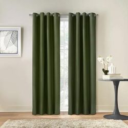 Wide Width Alpine Blackout Grommet Curtain Panel by Thermaplus in Olive (Size 52" W 95" L)