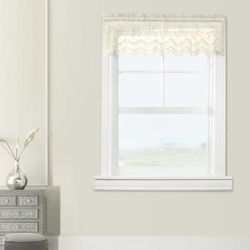 Wide Width Mona Lisa Sheer Rod Pocket Flat Valance by Habitat™ in Eggshell (Size 56" W 15" L)