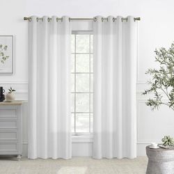 Rhapsody Lined Light Filtering Grommet Curtain Panel by Thermavoile in White (Size 104"W 72" L)