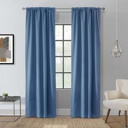 Wide Width Weathermate Topsions Room Darkening Curtain Panel Pair by Thermalogic in Blue (Size 80" W 84" L)