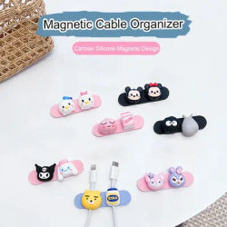 Universal Cartoon Magnetic Desk USB Cable Organizer Clip Wire Earphone Phone Line Cord Protector Winder Tidy Holder Management
