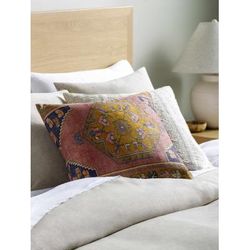 Alecto 22" Square Traditional Plum/Mustard/Navy/Denim/Dusty Pink Outdoor Throw Pillow - Boutique Rugs
