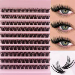 120pcs Cluster Lashes 8-16mm Wispy Individual Lashes Natural Look D Curl Fluffy Cluster Lashes DIY Eyelash Extension