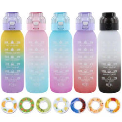 1000ML Fragrant Water Bottle Leak-Proof with 7 Rods Fruit Flavor Water Cup with Handle & Straw Large Capacity for Outdoor Sports