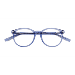 Female s round Clear Blue Acetate Prescription eyeglasses - Eyebuydirect s Lit