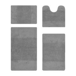 Granada Collection 100% Cotton 4 Piece (17" X 24" | 20" X 20" | 21" X 34" | 24" X 40") Bath Rug Set by Brylane Home in Gray