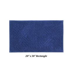 Wide Width Trier Collection 25% Cotton & 75% Polyester 20" X 30" Rectangle Bath Rug by Brylane Home in Blue (Size 20" W 32" L)