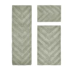 Hugo Collection 100% Cotton 3 Piece (17" X 24" | 24" X 40" | 20" X 60") Bath Rug Set by Brylane Home in Sage