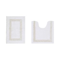 Hotel Collection 100% Cotton 2 Piece (17" X 24" | 20" X 20") Bath Rug Set by Brylane Home in White Ivory