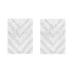 Hugo Collection 100% Cotton 2 Piece (17" X 24" | 17" X 24") Bath Rug Set by Brylane Home in White