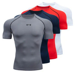 Mens Running Compression T-shirt Short Sleeve Sport Tees Gym Fitness Sweatshirt Male Jogging Tracksuit Homme Athletic Shirt Tops