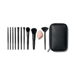 e.l.f. Cosmetics Full Face & Eye Makeup Brush Set with Travel Case - Vegan and Cruelty-Free Makeup