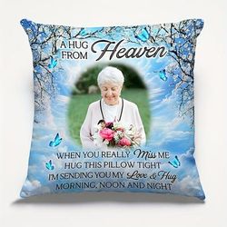 TEMU 1pc, Custom Short Plush Single Sided Printing Throw Pillow 18x18 Inch, Custom Photos Hugs From Heaven, Memorial Personalized Custom Pillows, Commemorative Pillow, Sofa Decoration, Without Pillow Core