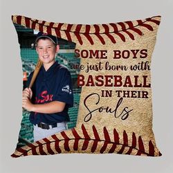 TEMU Custom 18x18 Inch Plush Photo Pillow Cover - Personalized Baseball-themed Gift, Soft & Cozy, Zip Closure (cushion Not Included)