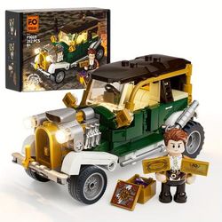 TEMU Funwhole Vintage-car Lighting Building-bricks Set 282 Pcs- Steampunk Vintage Vehicle Led Light Construction Building Model Toys Holiday Gift Set For Adults And Teen