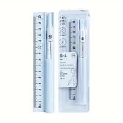 TEMU Multifunctional Compass And Ruler Set - Sleek Solid Color, Ideal For School, Office, And Art Projects