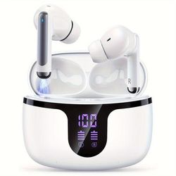 TEMU Wireless Earphones, [hifi ] Wireless 5.3 Earbuds, Touch Control, Noise Cancelling Mic, Lightweight Headphones Wireless In-ear With Led Display Charging Case