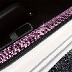 TEMU Car Door Sill Protector Tape – Self-adhesive Diamond Rhinestone Decoration And Protection Strip For Vehicle Left Side, Cut-to-size Plastic Material, 60cm Length