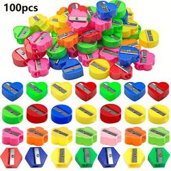 TEMU 100pcs Assorted Mini Pencil Sharpeners - , Handheld & Portable For School Supplies, Party Favors, Bags & Prizes