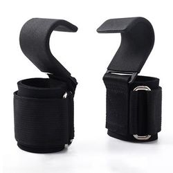 TEMU 2pcs Lattby Heavy-duty Wrist Hooks With Padded Handles - Ideal For Weightlifting, & Strength Training, Durable Pc/pu Material, Black