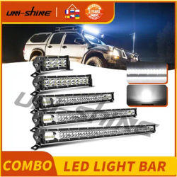 UNI-SHINE 7"14"20" inch Slim Spot Flood LED Bar Off Road 12V 24V LED Light Bar/Work Light For Car 4x4 Truck ATV SUV Boat Barra
