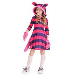 Fiaba Ispirato al Paese delle Meraviglie Esploratore dell'oceano Il gatto del Cheshire Vestito Guanti Personaggio classico delle fiabe Cosplay for Ragazze Bambini Halloween Mascherata Festa / Sera