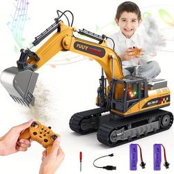 TEMU 2.4g Remote Control Alloy 1:12 Crawler Excavator Featuring Sound And Spray Effect With 680Â° Rotating Toy Engineering Vehicle , Christmas Gift