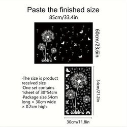 TEMU Contemporary Dandelion And Window Stickers - Polyvinyl Chloride Static Cling Decals, Reusable, Patterned With Embellishments, 5mil Transparent Film For Glass Door And Window Decor