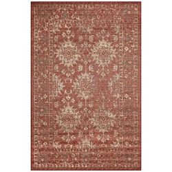 Carmel Vintage Floral Indoor/Outdoor Area Rug Black by Brylane Home in Chili (Size 1'11"X4'11")