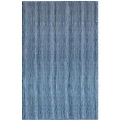 Carmel Texture Stripe Indoor/Outdoor Area Rug Aqua by Brylane Home in Navy (Size 6'6" X 9'4")