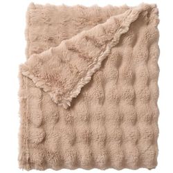 Cascade Ultra-Fine Faux Fur Throw by BrylaneHome in Beige