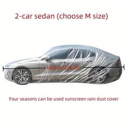 TEMU Disposable Car Cover: Protection - Sunscreen, Rain & Dust Cover, Full Car Clothing, Sun Shade Cover, Snow Protection - Pe Film Material