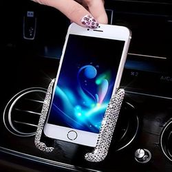 TEMU 1 Bling Car Phone Holder With Sparkling Artificial Diamonds - Durable Pvc, Air Vent & Dashboard Smartphone Mount For Easy Navigation, Phone Holder For Car
