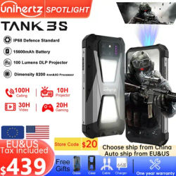 Unihertz tank 3s 8849 powered smartphone with projector 24GB 256GB Dimension 8200 cellphone 15600mAh 66W charger 64MP 5G phone