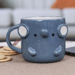 Elephant Morning,'Handcrafted Glazed Ceramic Elephant Mug from Thailand'