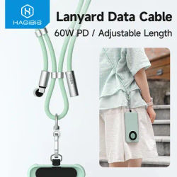 Hagibis Universal Phone Lanyard USB C Cable 2 in 1 Phone Strap C to C/C to L Charging Cord for